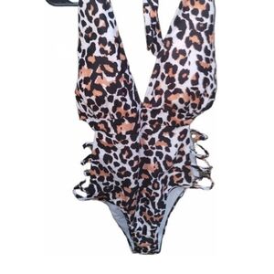 Leopard, Flowered, And Black Print One-Piece Swimsuit
